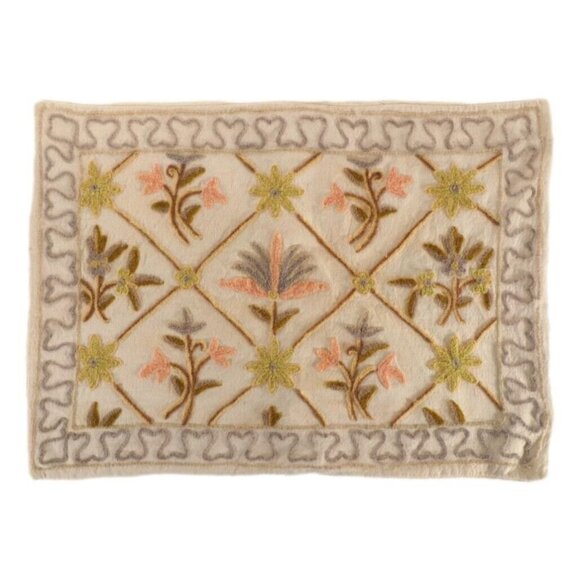 Pillow Sham Kashmiri Hand Embroiderey Crewel Cusion Pillow Cover BOHO Flovers - Picture 1 of 5